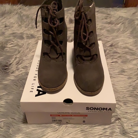NWT SONOMA suede wedge ankle boots - Picture 6 of 6